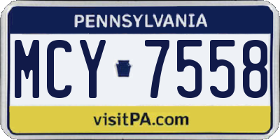 PA license plate MCY7558