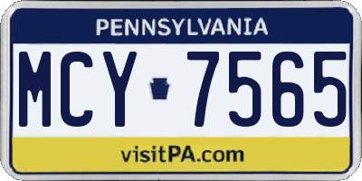 PA license plate MCY7565
