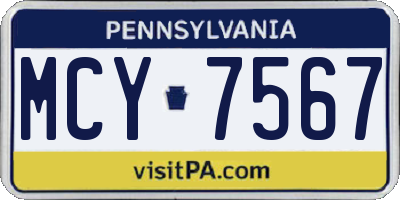 PA license plate MCY7567