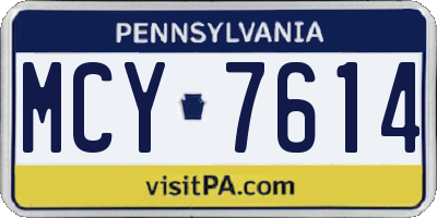 PA license plate MCY7614