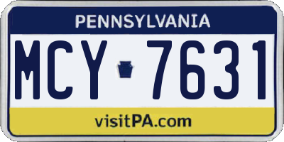 PA license plate MCY7631