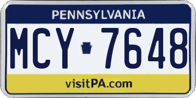 PA license plate MCY7648