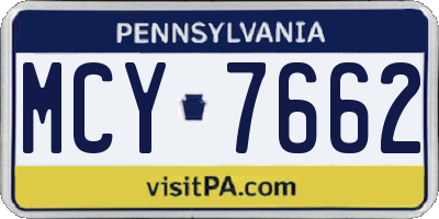 PA license plate MCY7662