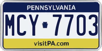 PA license plate MCY7703