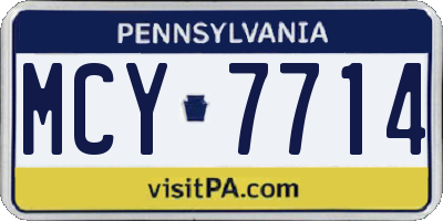 PA license plate MCY7714