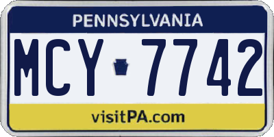 PA license plate MCY7742