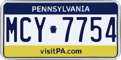 PA license plate MCY7754