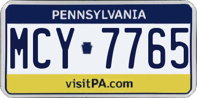 PA license plate MCY7765