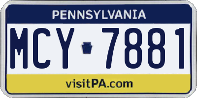 PA license plate MCY7881