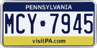 PA license plate MCY7945