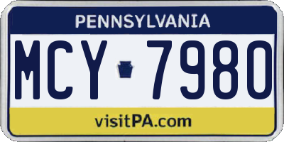 PA license plate MCY7980