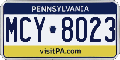 PA license plate MCY8023