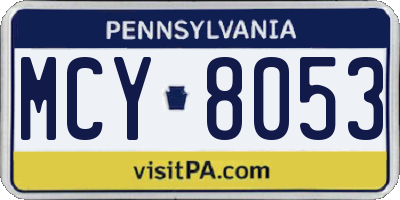 PA license plate MCY8053