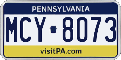 PA license plate MCY8073