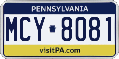 PA license plate MCY8081