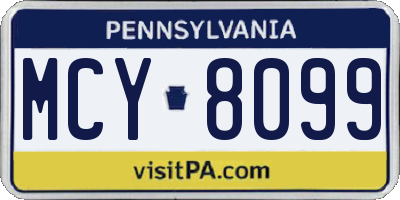 PA license plate MCY8099