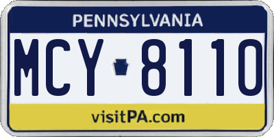 PA license plate MCY8110