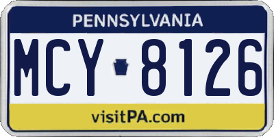 PA license plate MCY8126