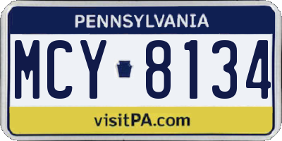PA license plate MCY8134
