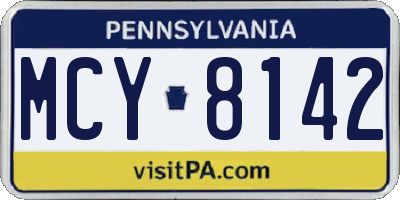 PA license plate MCY8142