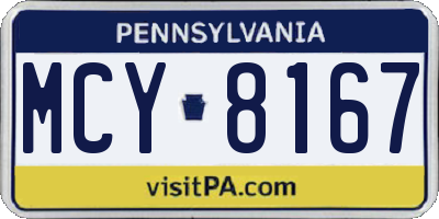 PA license plate MCY8167