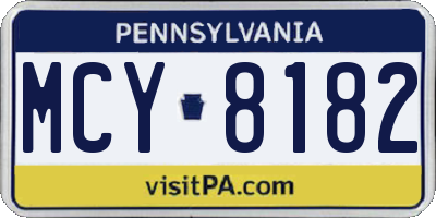 PA license plate MCY8182