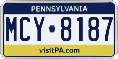 PA license plate MCY8187