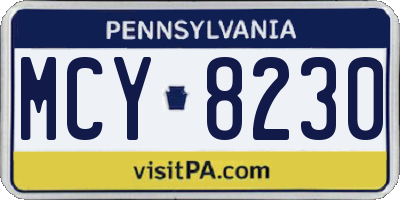 PA license plate MCY8230