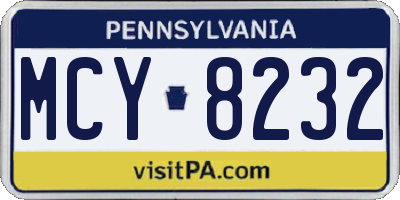 PA license plate MCY8232