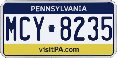 PA license plate MCY8235