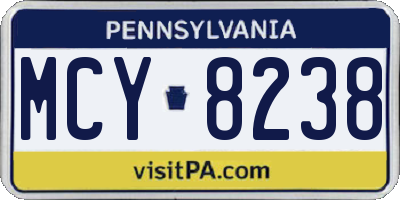 PA license plate MCY8238