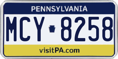 PA license plate MCY8258