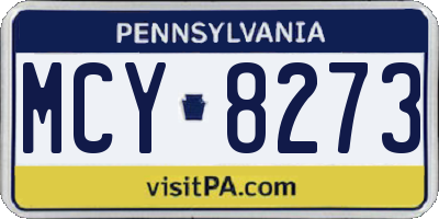 PA license plate MCY8273