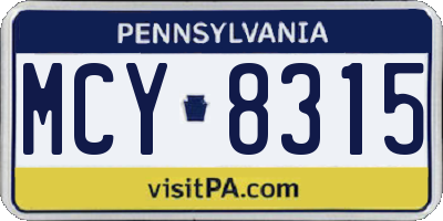 PA license plate MCY8315