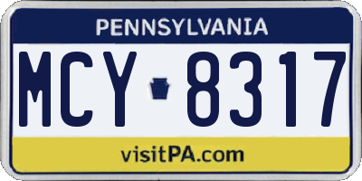 PA license plate MCY8317