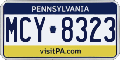 PA license plate MCY8323