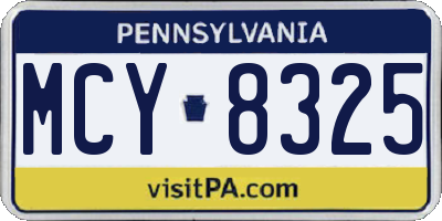 PA license plate MCY8325