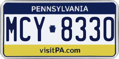 PA license plate MCY8330