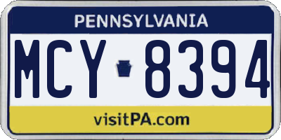 PA license plate MCY8394