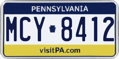 PA license plate MCY8412