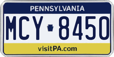 PA license plate MCY8450