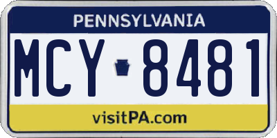 PA license plate MCY8481