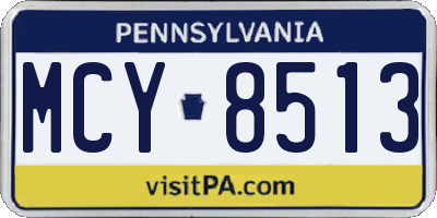 PA license plate MCY8513