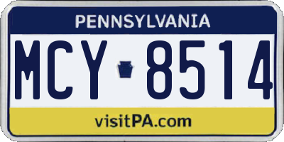 PA license plate MCY8514