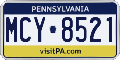PA license plate MCY8521