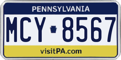 PA license plate MCY8567