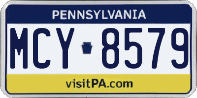 PA license plate MCY8579