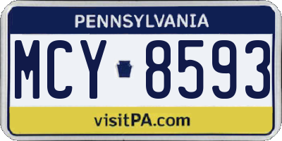 PA license plate MCY8593