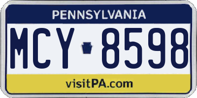 PA license plate MCY8598
