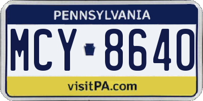 PA license plate MCY8640